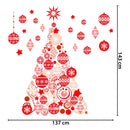 decoratiesticker kerstboom 143 cm PVC rood/wit 2-delig