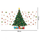 decoratiesticker kerstboom 190 x 115 cm PVC groen/rood 2-delig