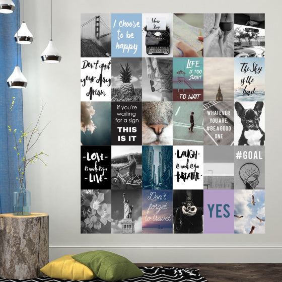 muursticker Collage 148,5 x 126 cm PVC 30-delig