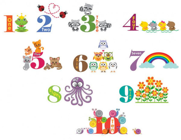 muursticker junior cijfers met dieren 70 cm PVC