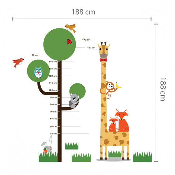 muursticker groeimeter boom junior 188 cm PVC 3-delig