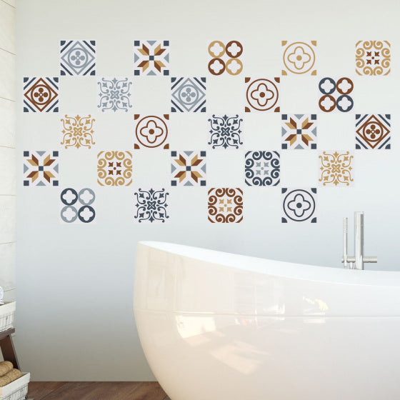 muurstickers Azulejo 10x10 cm 24 stuks unisex multicolor