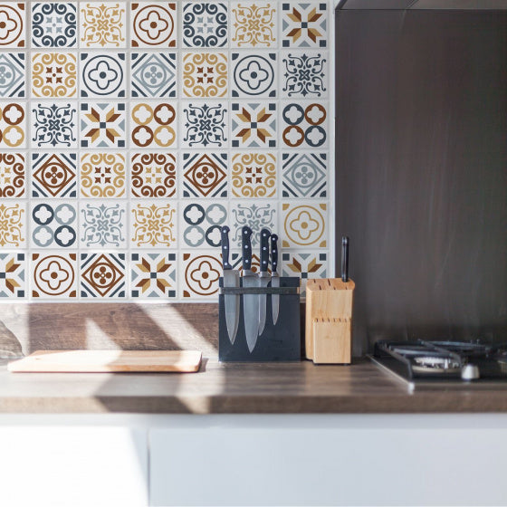 muurstickers Azulejo 10x10 cm 24 stuks unisex multicolor