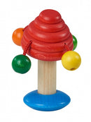 houten rammelaar paddenstoel 12 cm multicolor