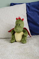 warmteknuffel draak 28 cm groen