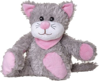 opwarmknuffel kat 30 cm grijs/roze