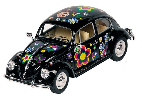 Metalen Volkswagen Kever Bloemen: 17 cm Zwart