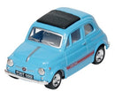 schaalmodel Fiat 500 die-cast 1:48 lichtblauw