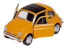 schaalmodel Fiat 500 die-cast 1:34 metaal okergeel