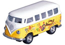 schaalmodel Volkswagen T1 Flower Power metaal 1:64 geel