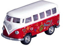 schaalmodel Volkswagen T1 Flower Power metaal 1:64 rood