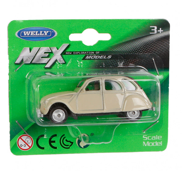 schaalmodel Citroën 2CV 6,5 cm zink 1:60 beige