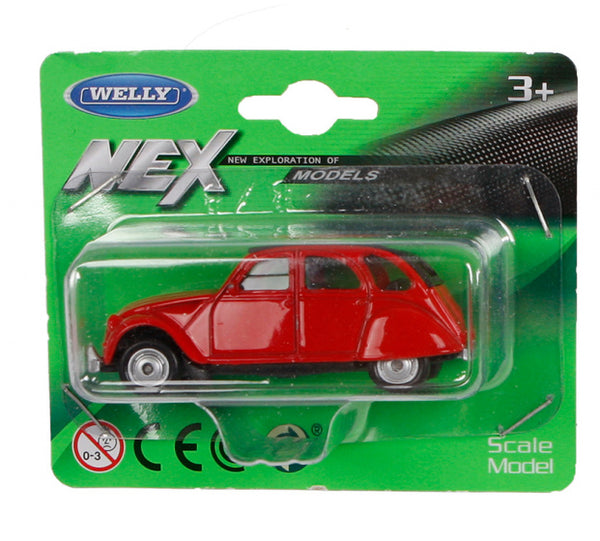 schaalmodel Citroën 2CV 6,5 cm alu 1:60 rood