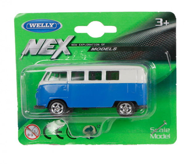 schaalmodel Volkswagen T1 6,5 cm alu 1:60 blauw/wit