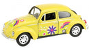 auto Volkswagen Beetle bloemen geel 10,5 cm