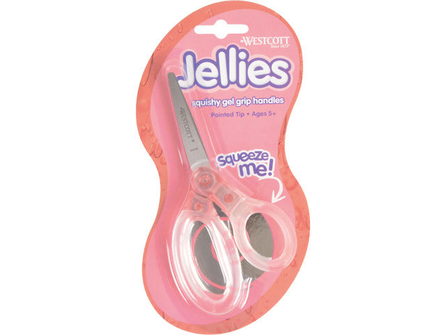 kinderschaar Jelly junior 13 cm staal/gel roze