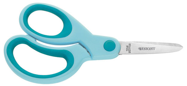kinderschaar linkshandig junior 13 cm staal turquoise
