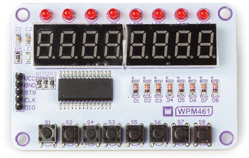 display-/toetsenmodule TM1638 5V 76,2 x 50,2 mm wit