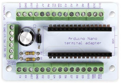 nano-aansluitadapter Arduino 5V 7-12VDC grijs/groen