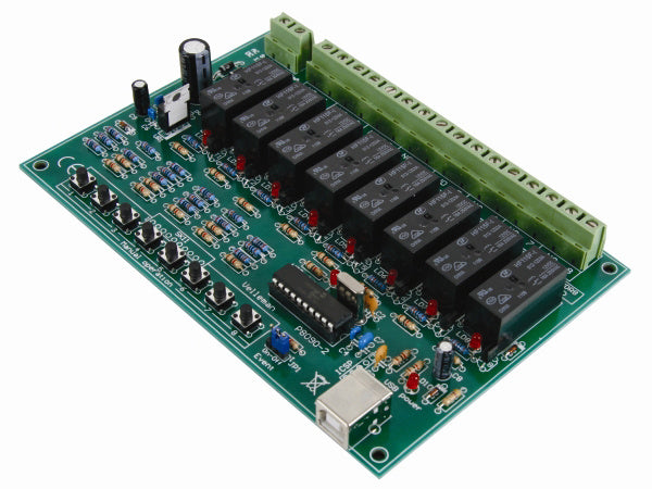 relaiskaart 8-kanaals USB 16A 16 x 10,7 cm groen