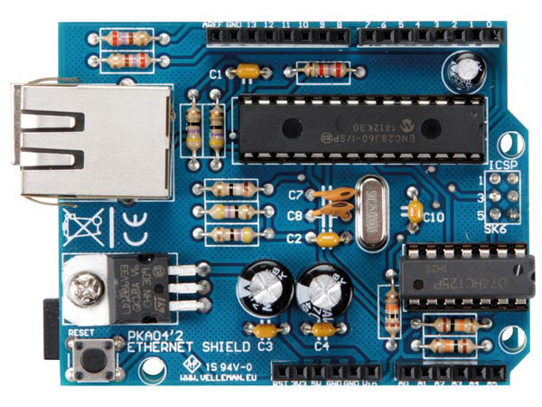 shield Ethernet Arduino 68 x 53 mm blauw/zwart