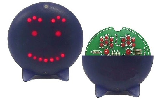 smiley led 15 mA batterij 7,5 x 7,5 cm blauw/groen