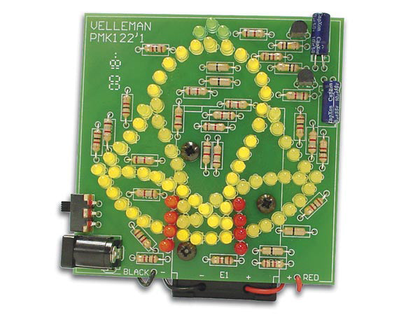 soldeerkit geanimeerde klok 83 leds 87 x 84 mm 9V