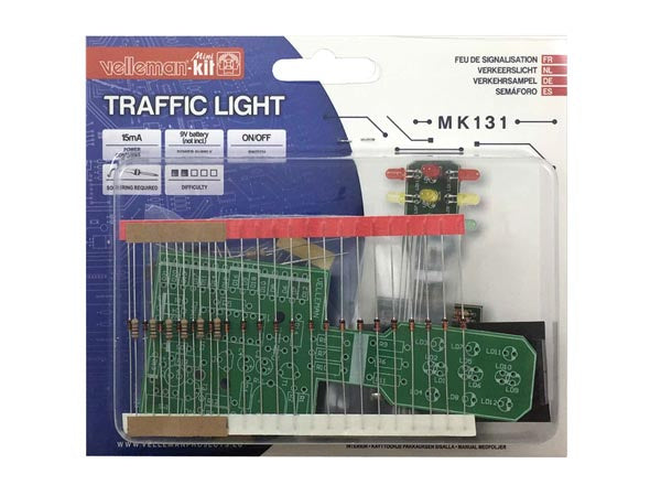 soldeerkit verkeerslicht 50 x 115 mm 9V groen/geel/rood