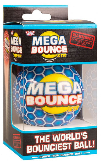 stuiterbal Mega Bounce XTR 7 cm rubber blauw/wit