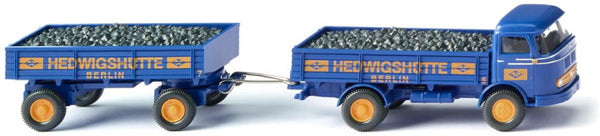 miniatuurvrachtwagen MB LP 321 Flatbed Combi 1:87 blauw
