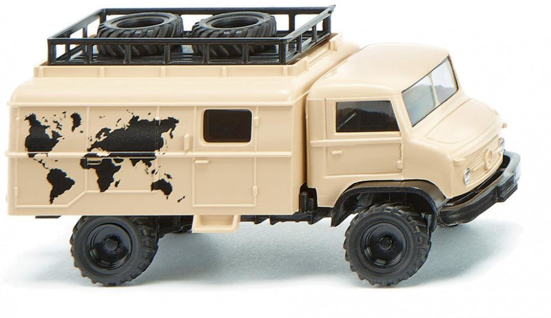 miniatuurcamper Unimog S 404 die-cast zink 1:87 beige