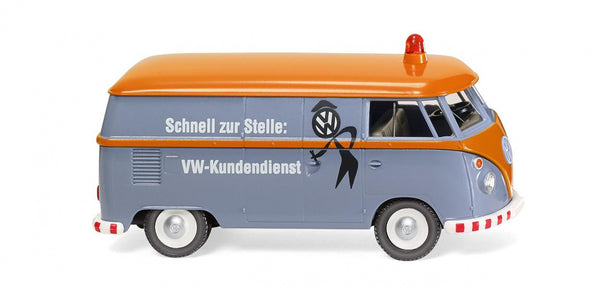 miniatuurbestelwagen Volkswagen T1 1:87 duifblauw/oranje