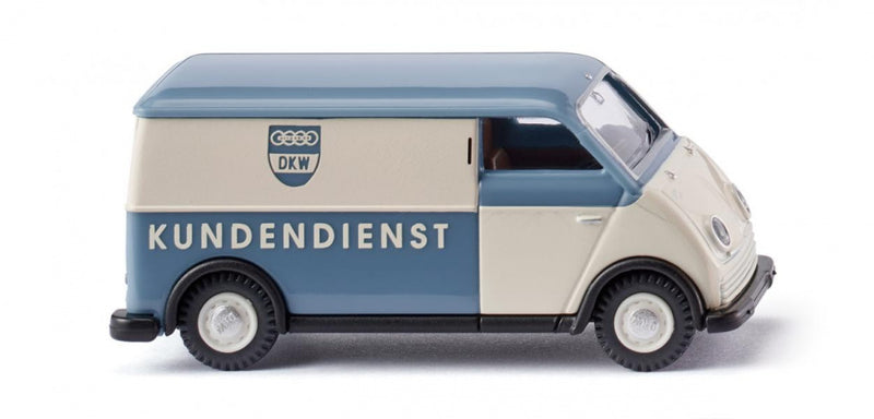 miniatuurbus DKW 1:87 wit/blauw