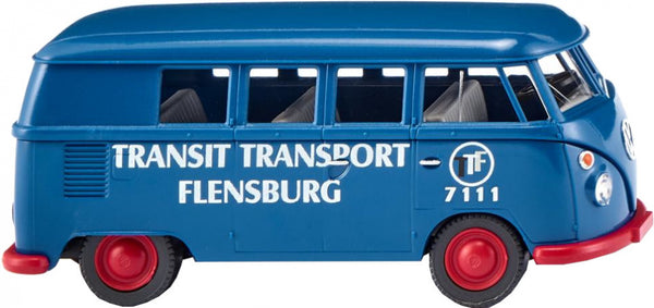 miniatuurbus Transit Transport VW T1 1:87 blauw/rood
