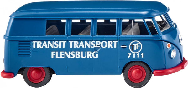 miniatuurbus Transit Transport VW T1 1:87 blauw/rood