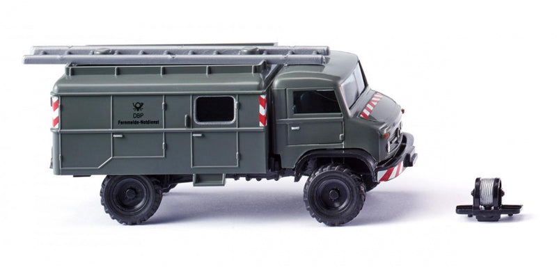 miniatuurcamper Unimog S 404 1:87 grijs