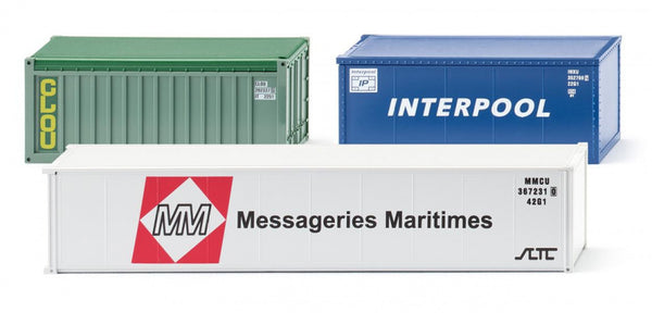 miniatuurcontainers II 1:87 wit/groen/blauw 3-delig