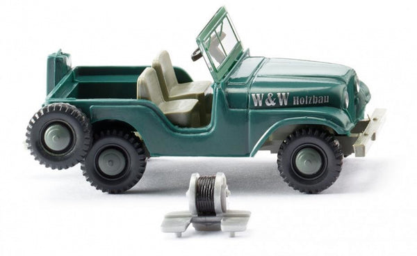 miniatuurjeep W&W Holzbau 1:87 groen