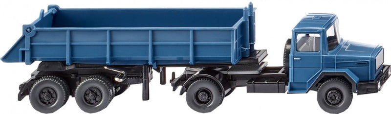 miniatuurkiepwagen Magirus Deutz 1:87 blauw/zwart