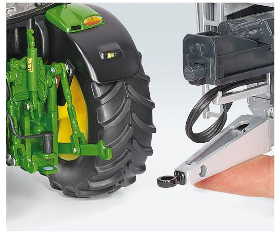 miniatuurtractor John Deere 6125R wiellader zink 1:32 groen