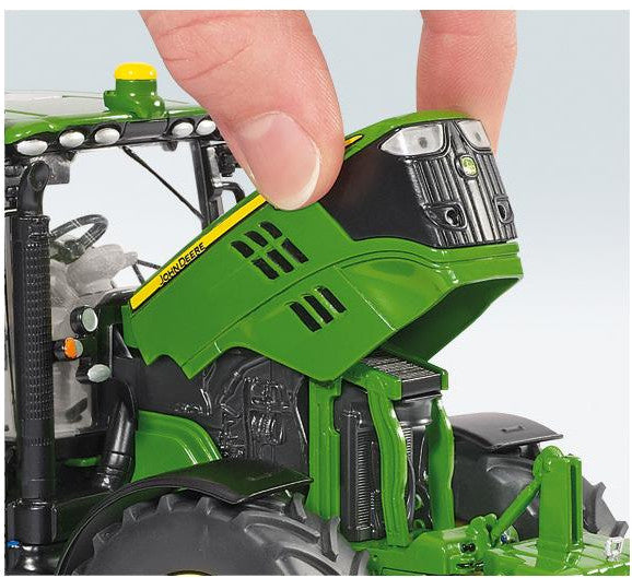 miniatuurtractor John Deere 6125R wiellader zink 1:32 groen