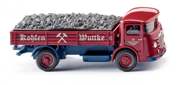 miniatuurvrachtwagen Büssing 4500 Kohlen Wuttke 1:87 rood