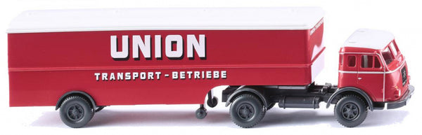 miniatuurvrachtwagen Henschel 1:87 rood/wit