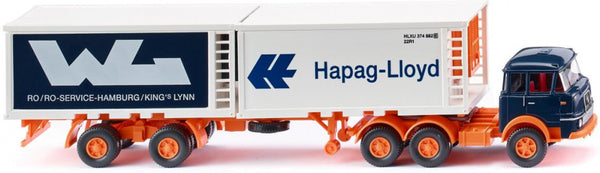 miniatuurvrachtwagen Krupp koelcontainer 1:87 oranje/wit