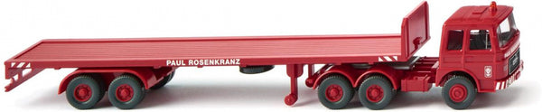 miniatuurvrachtwagen Man Rosenkranz trailer 1:87 rood