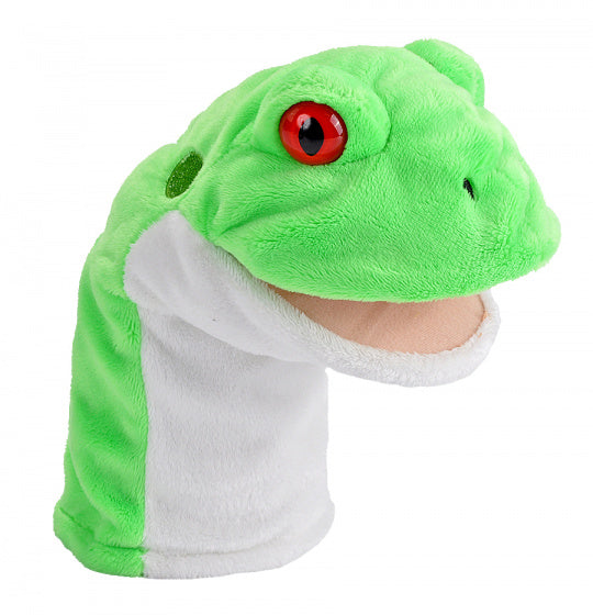 handpop Kikker junior 23 cm pluche groen/wit