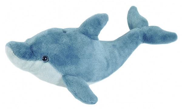 knuffel dolfijn junior 20 cm pluche blauw/wit