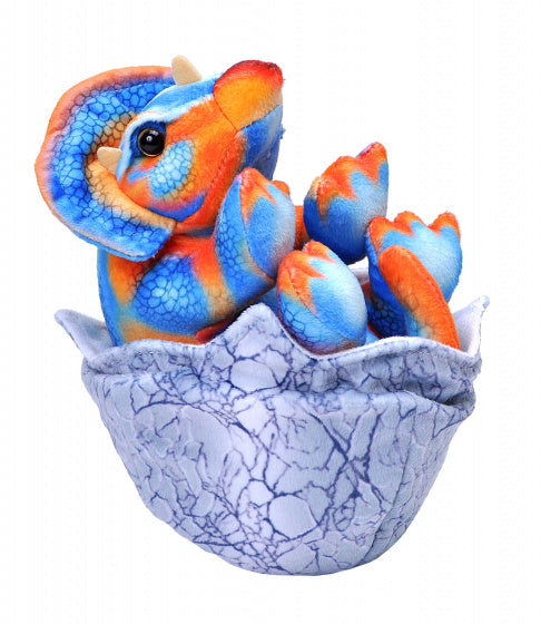 knuffel baby Triceratops 20 cm pluche blauw/oranje