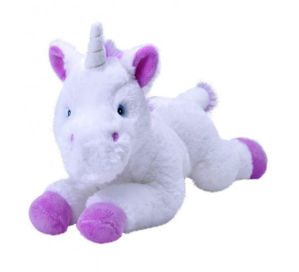 knuffel eenhoorn Ecokins junior 30 cm pluche wit/paars