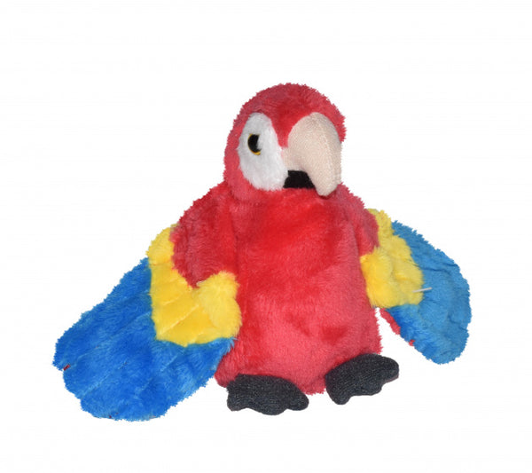 knuffel geelvleugelara junior 13 cm pluche rood